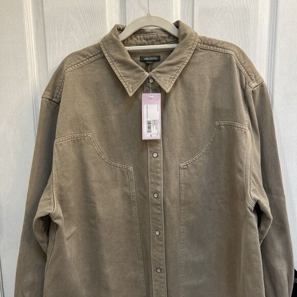 NWT WILD FABLE Snap Front Long Sleeve Shirt Jacket, Brown Wash Size Large - Picture 6 of 16